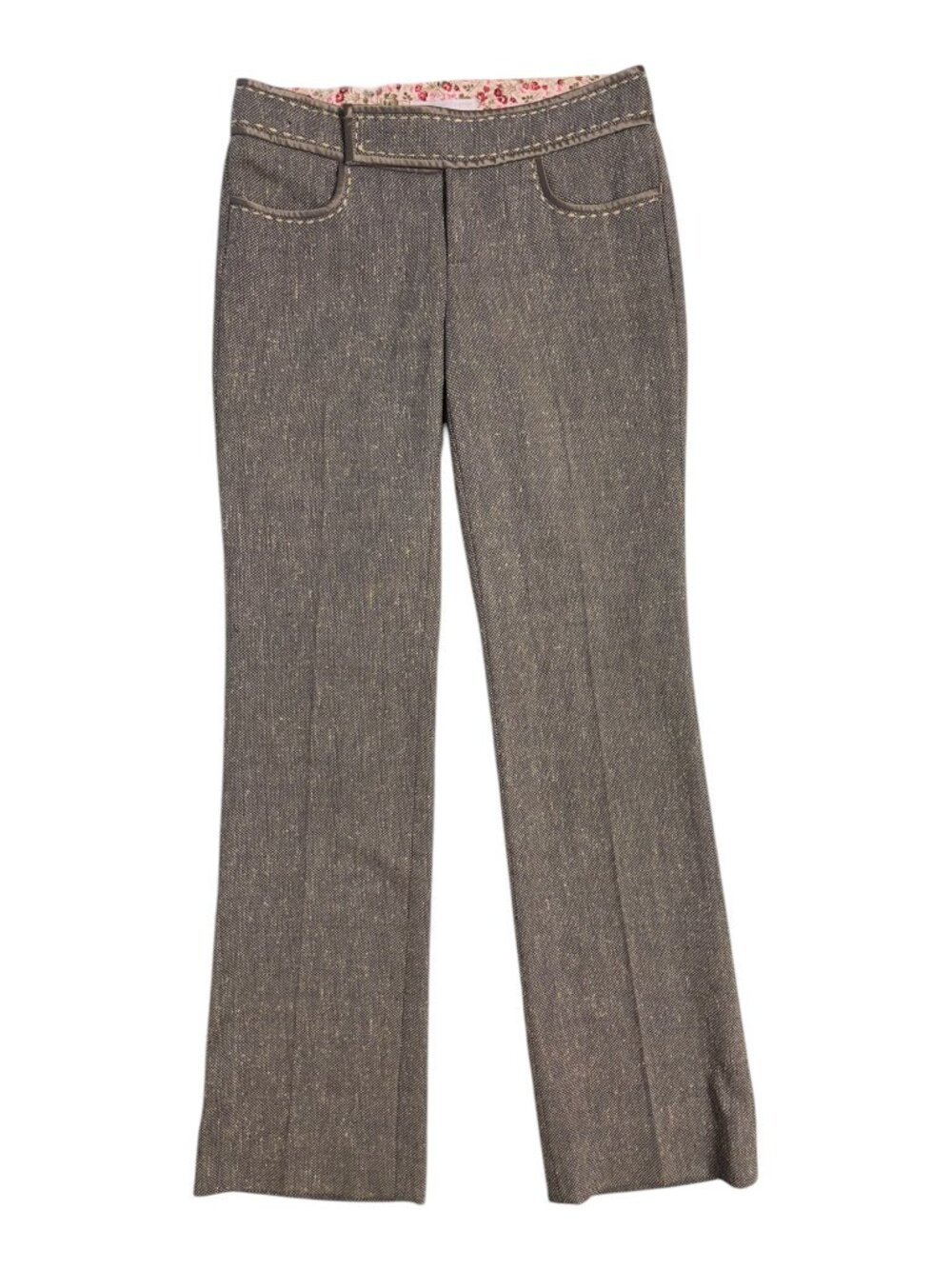 Rebecca Taylor Brown Tweed Wool Blend Trousers (0)